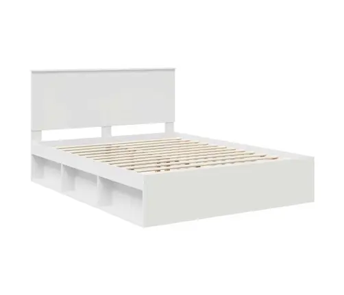 Gultas Rāmis Balts 150 X 200 Cm Ciets Priedes Koks Vidaxl