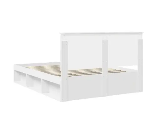 Gultas Rāmis Balts 150 X 200 Cm Ciets Priedes Koks Vidaxl