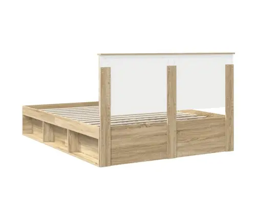 Gultas Rāmis Sonoma Ozols 150 X 200 Cm Ciets Priedes Koks Vidaxl