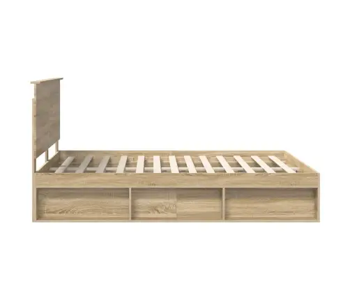 Gultas Rāmis Sonoma Ozols 150 X 200 Cm Ciets Priedes Koks Vidaxl