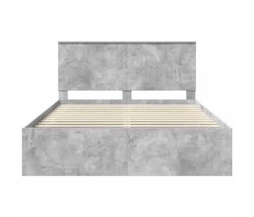 Gultas Rāmis Betona Pelēks 150 X 200 Cm Ciets Priedes Koks Vidaxl