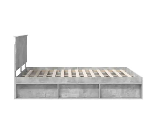 Gultas Rāmis Betona Pelēks 150 X 200 Cm Ciets Priedes Koks Vidaxl