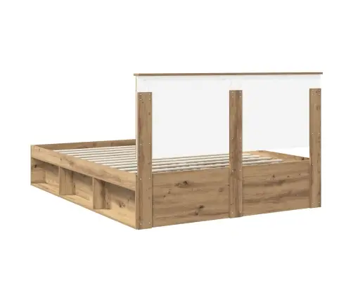 Gultas Rāmis Mākslīgā Ozola 150 X 200 Cm Ciets Priedes Koks Vidaxl