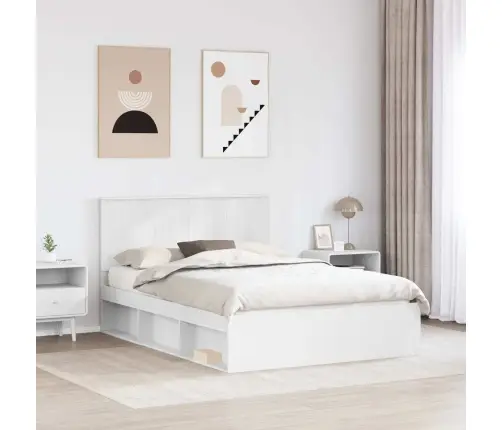 Gultas Rāmis Balts 140 X 200 Cm Ciets Priedes Koks Vidaxl