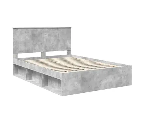 Gultas Rāmis Betons 140 X 200 Cm Ciets Priedes Koks Vidaxl