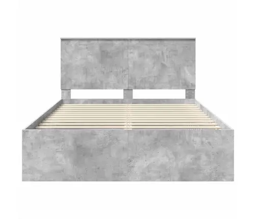 Gultas Rāmis Betons 140 X 200 Cm Ciets Priedes Koks Vidaxl