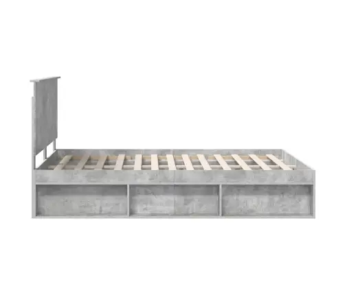 Gultas Rāmis Betons 140 X 200 Cm Ciets Priedes Koks Vidaxl