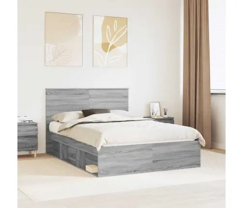 Lovos Rėmas Pilkas Sonoma 140 X 200 Cm Kietos Pušies Mediena