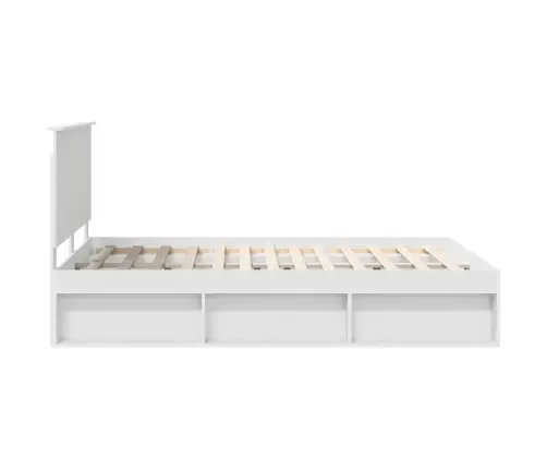 Voodi Raam Peaga Valge 135 X 190 Cm Tahke Mänd