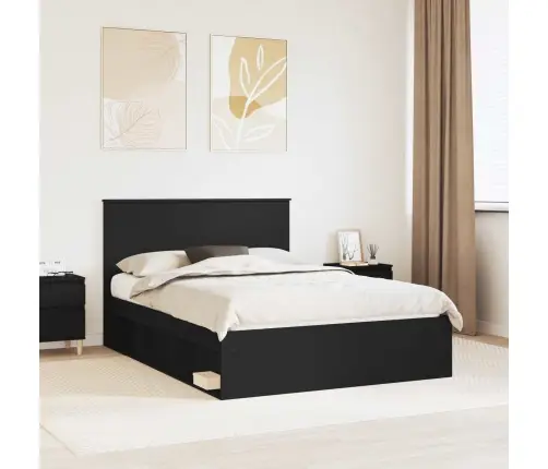 Lovos Rėmas Juoda 135 X 190 Cm Kietos Pušies Mediena