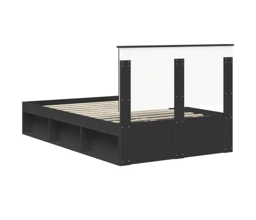 Voodi Raam Peaga Must 120 X 200 Cm Tahke Mänd