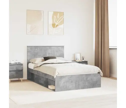 Gultas Rāmis Betons 120 X 200 Cm Ciets Priedes Koks Vidaxl