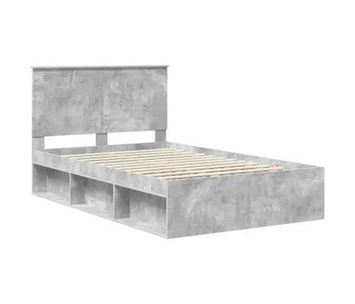 Gultas Rāmis Betons 120 X 200 Cm Ciets Priedes Koks Vidaxl