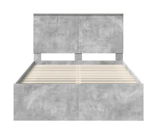 Gultas Rāmis Betons 120 X 200 Cm Ciets Priedes Koks Vidaxl