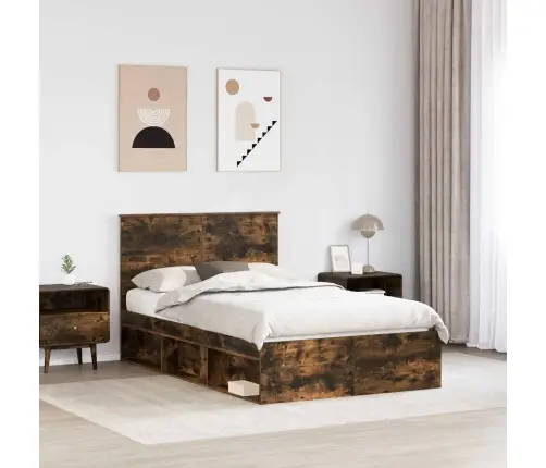 Lovos Rėmas Rūkyta Ąžuolas 120 X 200 Cm Kietos Pušies Mediena