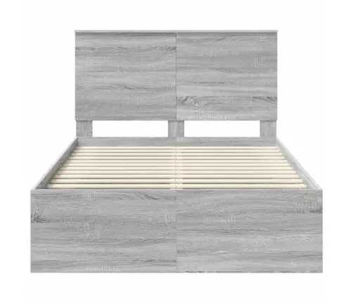 Gultas Rāmis Pelēks Sonoma 120 X 200 Cm Ciets Priedes Koks Vidaxl