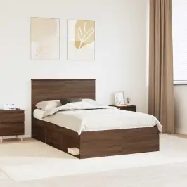 Lovos Rėmas Rudas Ąžuolas 120 X 200 Cm Kietos Pušies Mediena Lovos Rėmas Rudas Ąžuolas 120 X 200 Cm Kietos Pušies Mediena