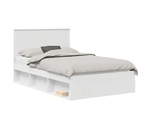 Voodi Raam Peaga Valge 120 X 190 Cm Tahke Mänd