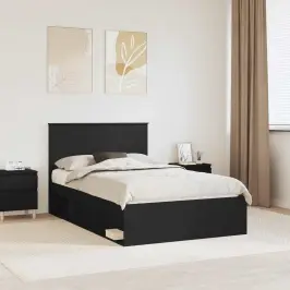 Lovos Rėmas Juoda 120 X 190 Cm Kietos Pušies Mediena