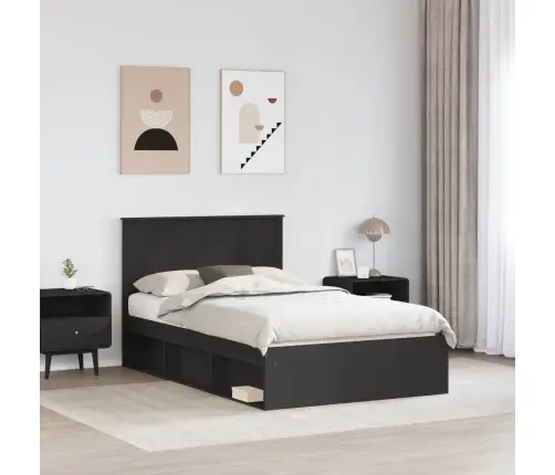 Lovos Rėmas Juoda 120 X 190 Cm Kietos Pušies Mediena