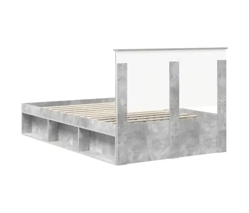 Gultas Rāmis Betons 120 X 190 Cm Ciets Priedes Koks Vidaxl