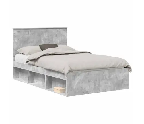 Gultas Rāmis Betons 120 X 190 Cm Ciets Priedes Koks Vidaxl