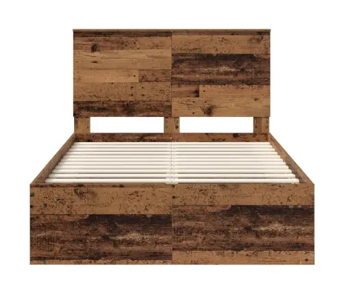 Voodi Raam Peaga Vana Puit 120 X 190 Cm Tahke Mänd