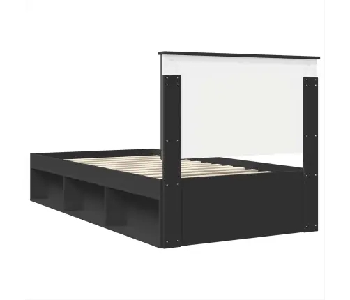 Lovos Rėmas Juoda 100 X 200 Cm Kietos Pušies Mediena