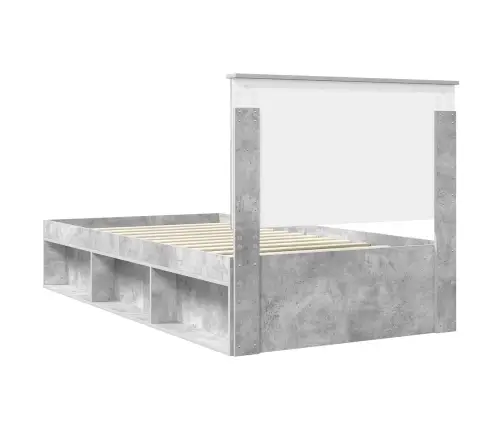 Gultas Rāmis Betona Pelēks 100 X 200 Cm Ciets Priedes Koks Vidaxl