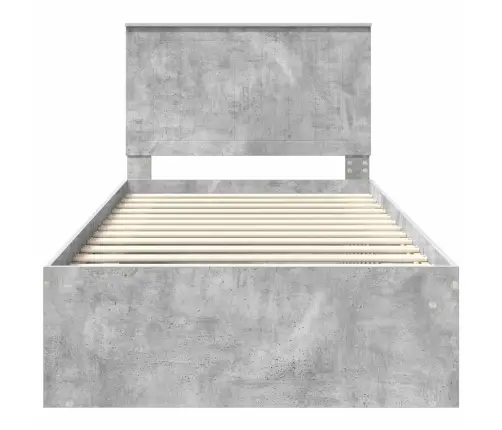 Gultas Rāmis Betona Pelēks 100 X 200 Cm Ciets Priedes Koks Vidaxl