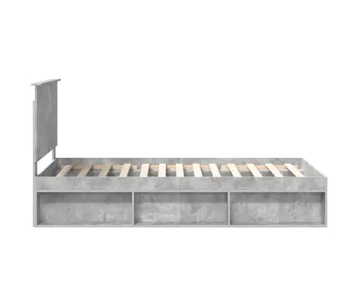 Gultas Rāmis Betona Pelēks 100 X 200 Cm Ciets Priedes Koks Vidaxl