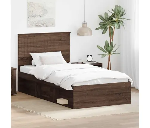 Voodi Raam Peaga Pruun Tamme 100 X 200 Cm Tahke Mänd