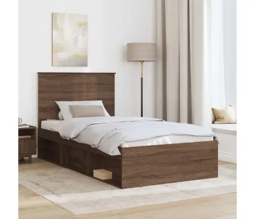 Voodi Raam Peaga Pruun Tamme 100 X 200 Cm Tahke Mänd