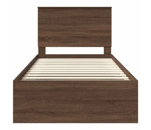 Voodi Raam Peaga Pruun Tamme 100 X 200 Cm Tahke Mänd