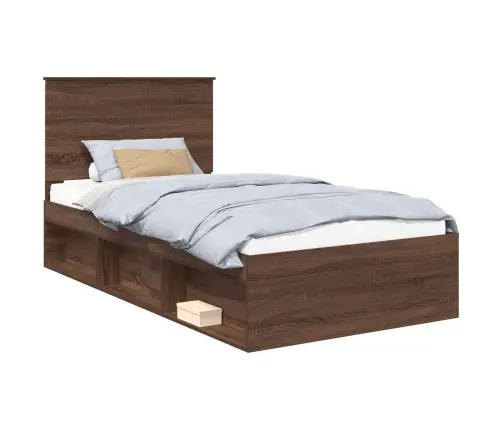 Voodi Raam Peaga Pruun Tamme 100 X 200 Cm Tahke Mänd