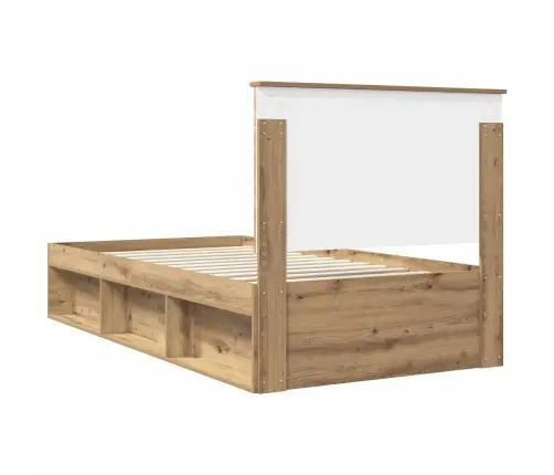 Gultas Rāmis Mākslīgā Ozola 100 X 200 Cm Ciets Priedes Koks Vidaxl