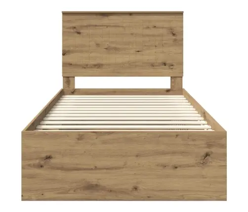 Gultas Rāmis Mākslīgā Ozola 100 X 200 Cm Ciets Priedes Koks Vidaxl