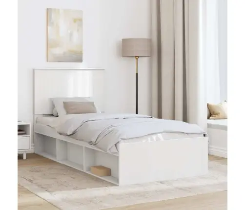 Gultas Rāmis Balts 90 X 200 Cm Ciets Priedes Koks Vidaxl