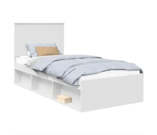 Gultas Rāmis Balts 90 X 200 Cm Ciets Priedes Koks Vidaxl