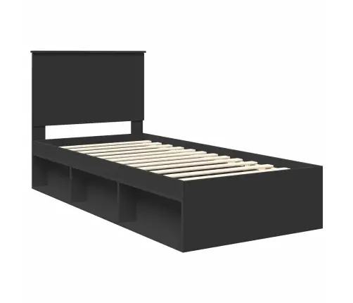 Gultas Rāmis Melna 90 X 200 Cm Ciets Priedes Koks Vidaxl