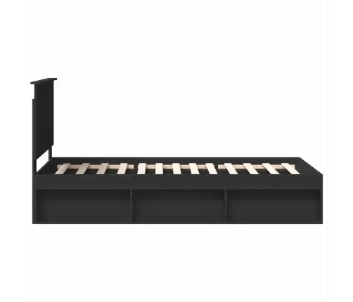 Gultas Rāmis Melna 90 X 200 Cm Ciets Priedes Koks Vidaxl