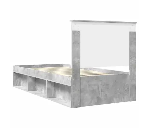 Gultas Rāmis Betons 90 X 200 Cm Ciets Priedes Koks Vidaxl