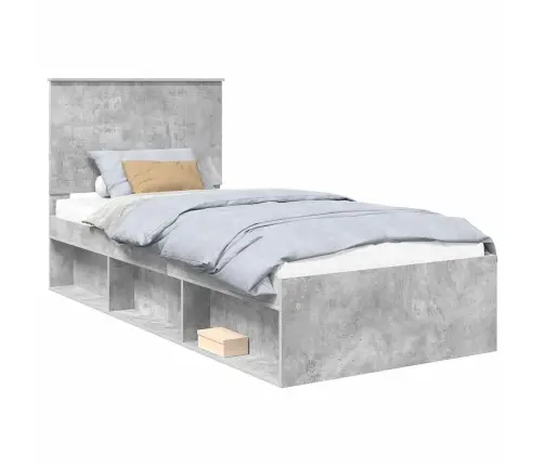 Gultas Rāmis Betons 90 X 200 Cm Ciets Priedes Koks Vidaxl