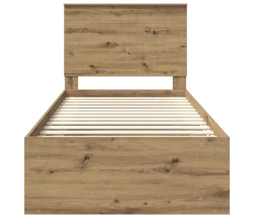 Gultas Rāmis Mākslīgā Ozola 90 X 200 Cm Ciets Priedes Koks Vidaxl