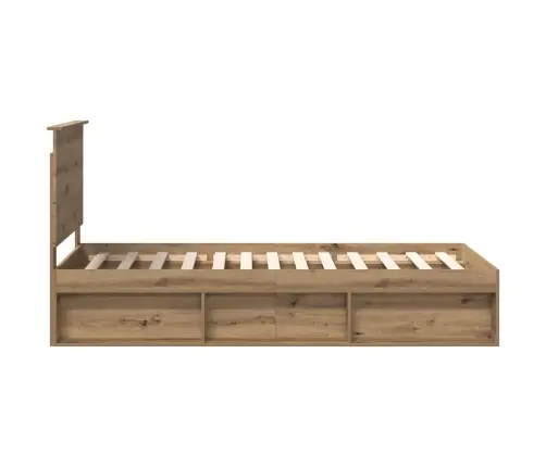 Gultas Rāmis Mākslīgā Ozola 90 X 200 Cm Ciets Priedes Koks Vidaxl