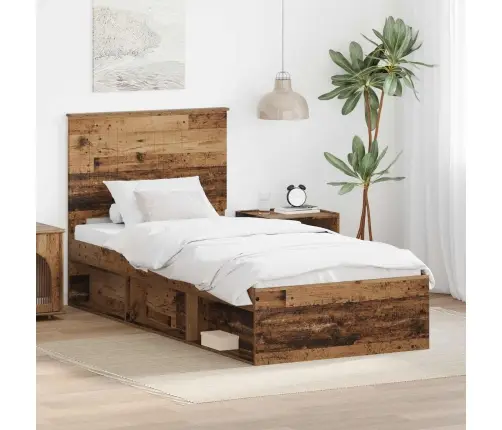 Gultas Rāmis Vecs Koks 90 X 190 Cm Ciets Priedes Koks Vidaxl