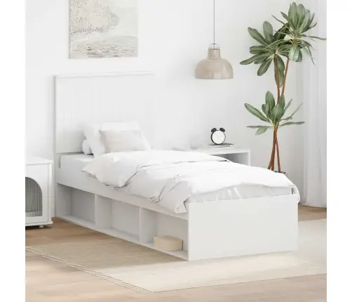 Gultas Rāmis Balts 75 X 190 Cm Ciets Priedes Koks Vidaxl