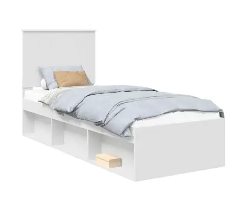 Gultas Rāmis Balts 75 X 190 Cm Ciets Priedes Koks Vidaxl