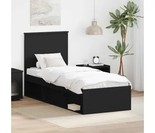 Lovos Rėmas Juoda 75 X 190 Cm Kietos Pušies Mediena