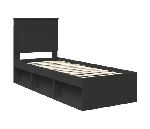 Lovos Rėmas Juoda 75 X 190 Cm Kietos Pušies Mediena